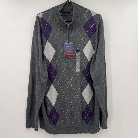 Croft & Barrow Plus Mens Quarter Zip Gray Mock Sweater. NWT - Picture 1 of 8